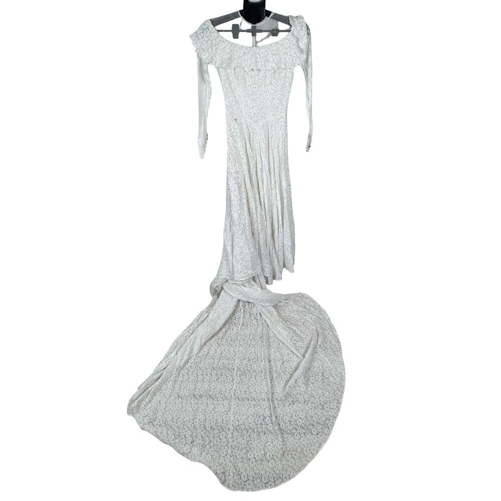 Vintage 1930s/40s Lace Wedding Gown - Cathedral Train - Petite XXS - Restoration